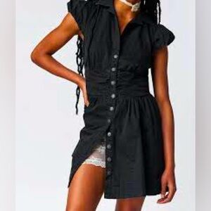 Free People Chester Denim Mini Dress in Black.  New with tags.